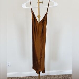 Victoria's Secret Silky Satin Bronze Slip Dress - Size XS